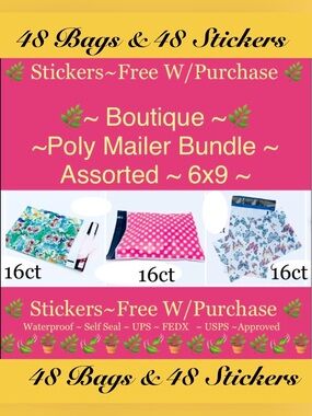 48pcs 6x9’ Mix ~ Poly mailer Bags 🌿🆕🌿
~BONUS⭐️48ct Free Thank You Stickers